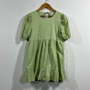Sun-deh Aritzia Textured Babydoll Mini Dress Puff Sleeve Womens Small Coquette
